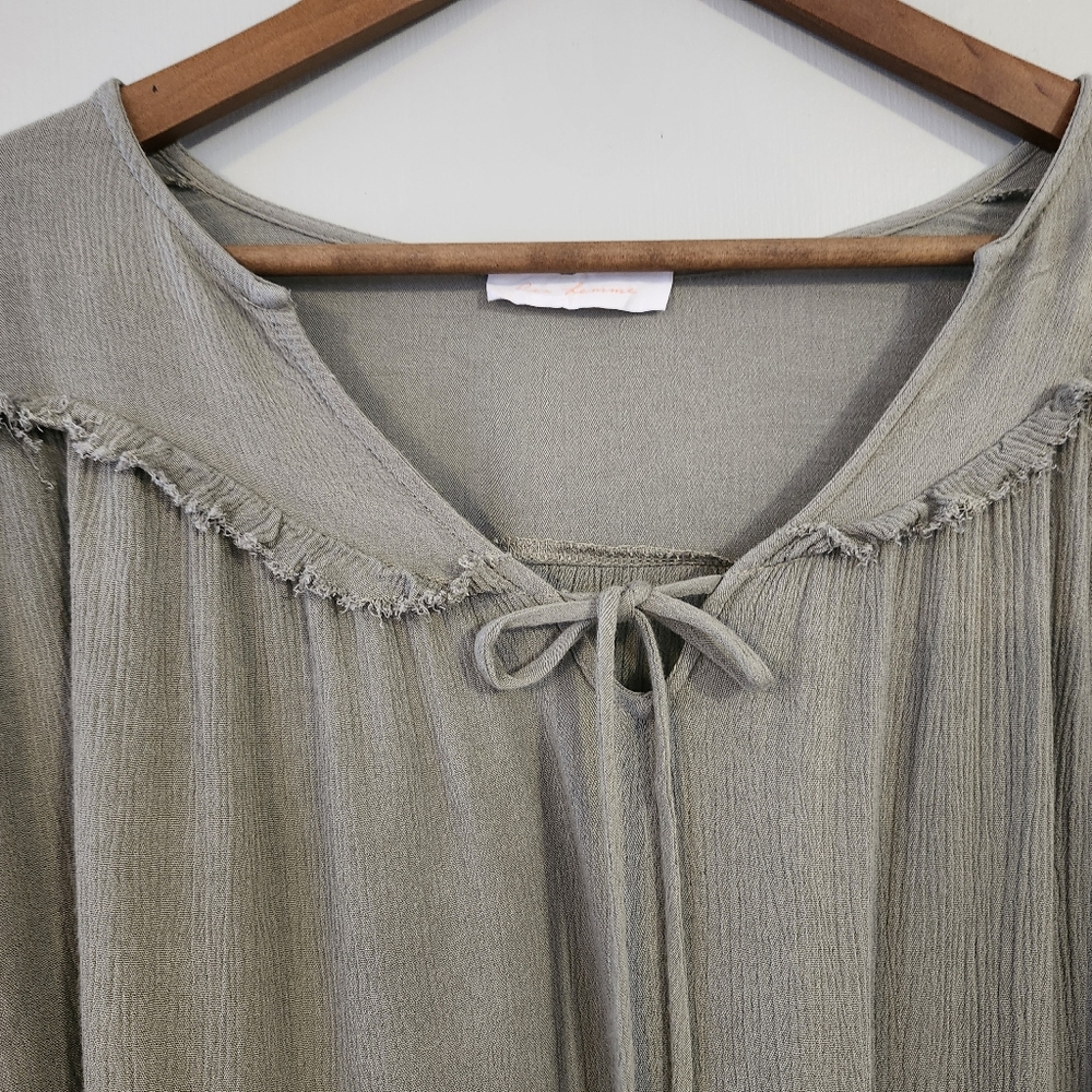 Ces Femme | Boho Flowy Loose Sleeves Ruffled Top - Picture 4 of 6